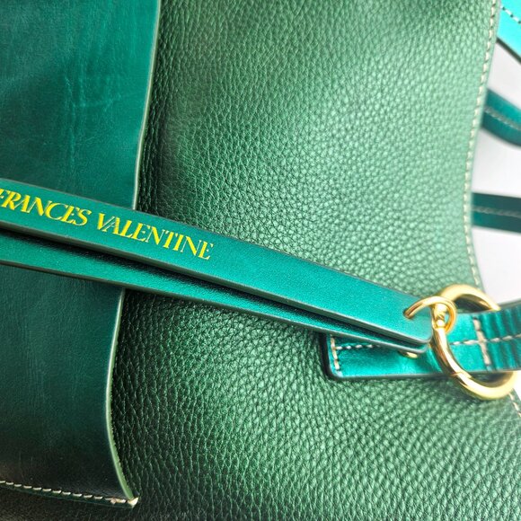 Frances Valentine Bottle Green Pebbled Leather Super Soft  Large Tote - Picture 2 of 10